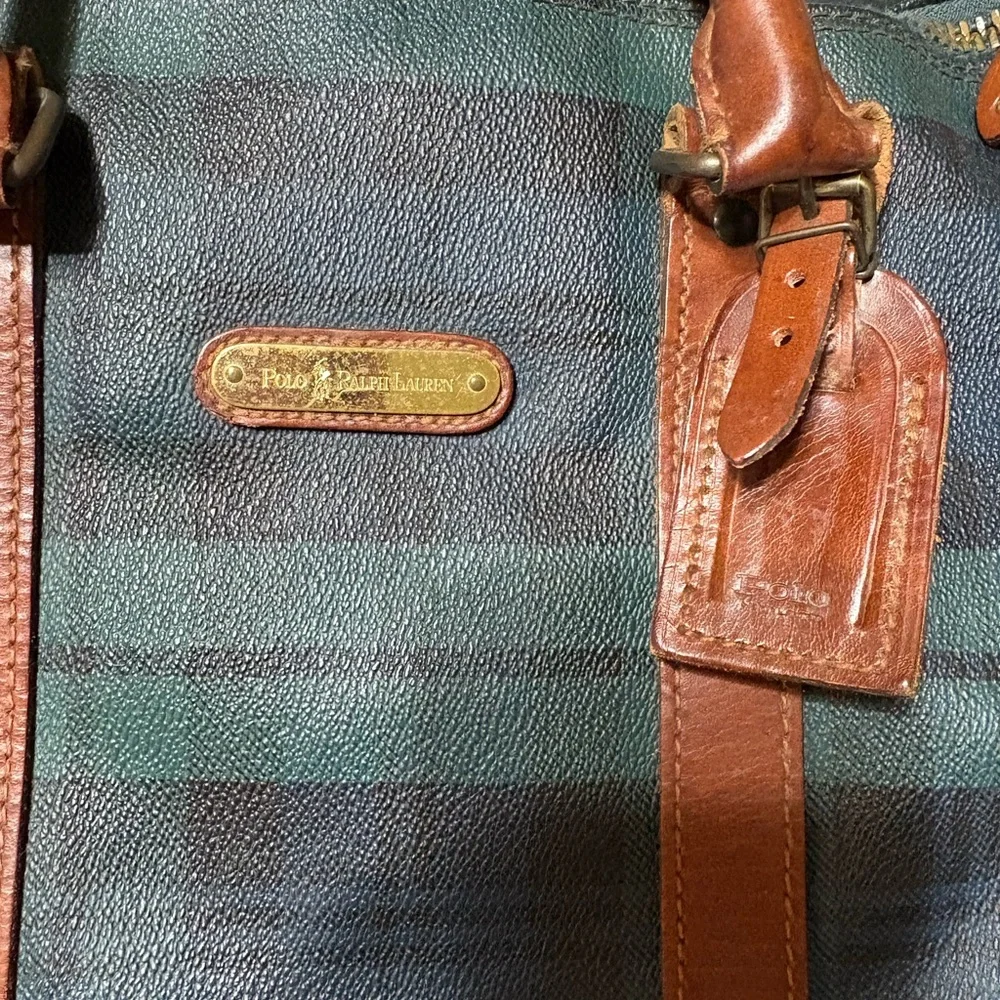 Vintage Ralph Lauren Brown and Green Plaid Men's Bag